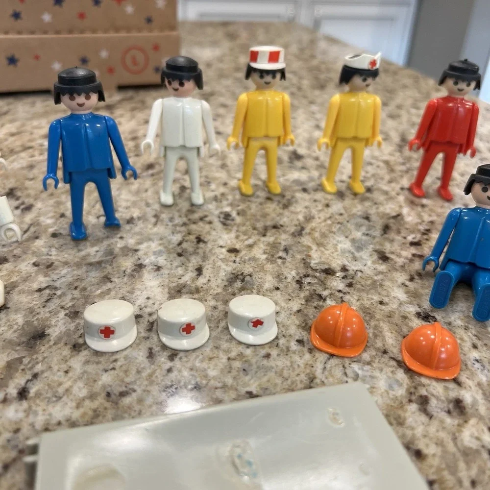 Vintage‎ 70's Playmobil Figures Nurse Medic Fireman Etc Lot. Read